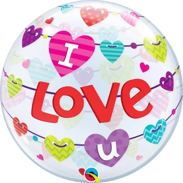 22 inch-es I Love U Banner Hearts Szerelmes Bubble Lufi 22 inch-es I Love U Banner Hearts Szerelmes Bubble Lufi