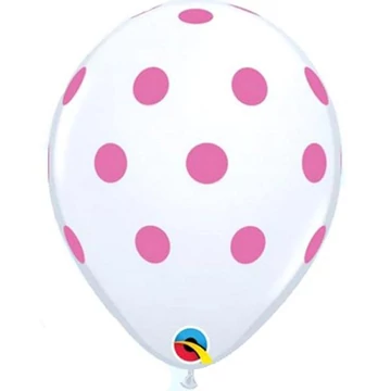 11 inch-es Big Polka Dots White Pink Lufi 11 inch-es Big Polka Dots White Pink Lufi