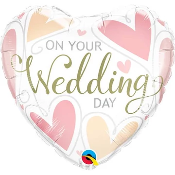 18 inch-es On Your Wedding Day Hearts Esküvői Szív Fólia Lufi 18 inch-es On Your Wedding Day Hearts Esküvői Szív Fólia Lufi