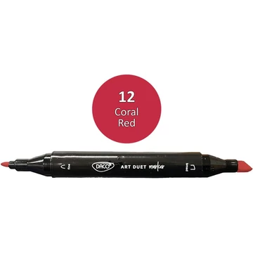 Alkoholos filctoll kétvégű, Daco "Art Duet" - 12 Coral Red