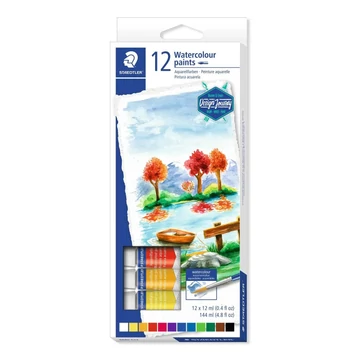 Akvarell festék, tubusos, STAEDTLER "8880", 12 különböző szín