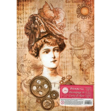 Rizspapír 21x29,7cm, steampunk woman