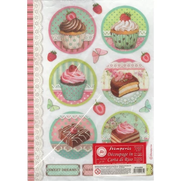 Rizspapír 21x29,7cm, sütemény körminta