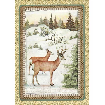 Rizspapír 21x29,7cm, Winter Botanic Reindeer