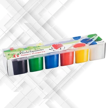 Süni tempera készlet, tégelyes, 6x25ml különböző szín 
