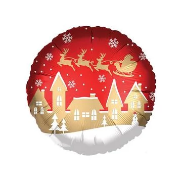 18 inch-es Satin Santa Village Karácsonyi Fólia Lufi 18 inch-es Satin Santa Village Karácsonyi Fólia Lufi