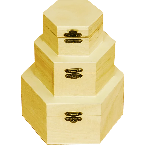Doboz szett, 3 darabos, hatszög 16 x 16 x 8 cm