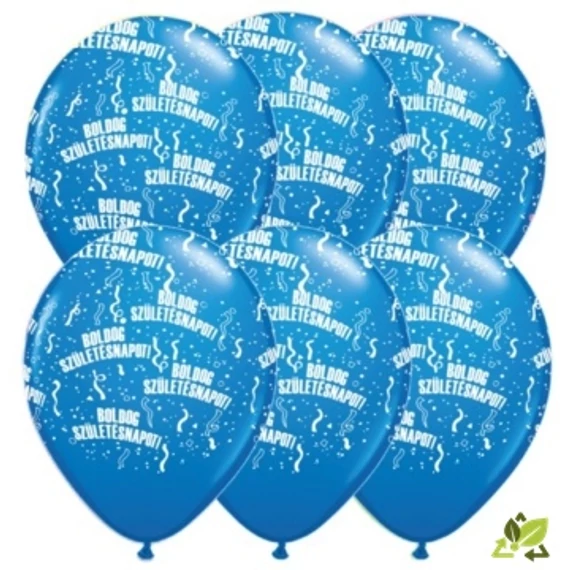11 inch-es Boldog Születésnapot Dark Blue Lufi (6db/csomag)