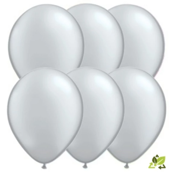 11 inch-es Metallic Silver Kerek Lufi (6db/csomag)