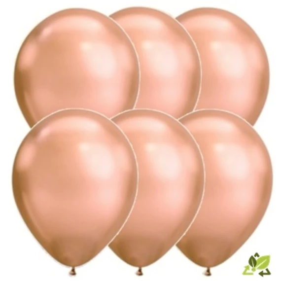 7  inch-es Chrome Rosegold - Rózsaarany Kerek Lufi (6db/csomag)