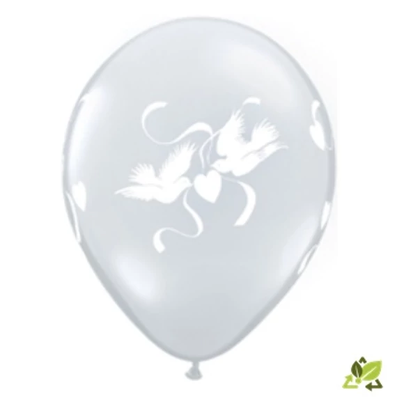 11 inch-es Love Doves Diamond Clear Esküvői Lufi (6db/csomag)