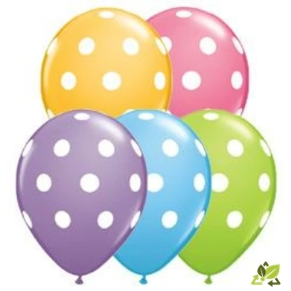 11 inch-es Big Polka Dots Assorted Pöttyös Lufi (6db/csomag)