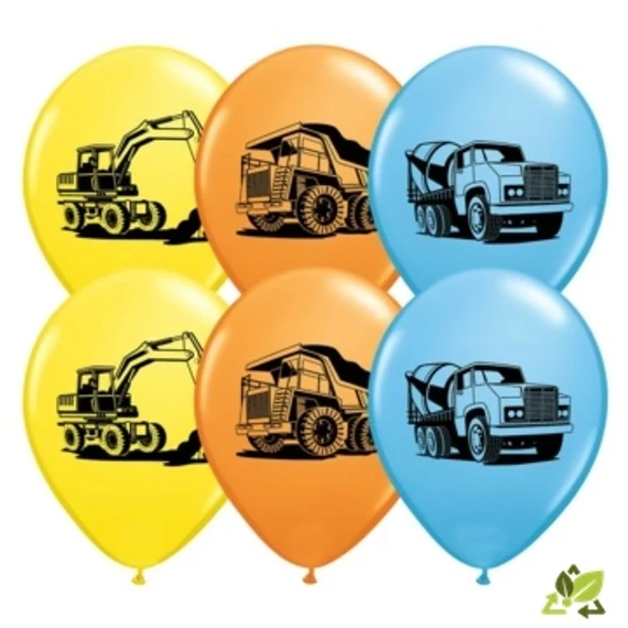 11 inch-es Munkagépek - Construction Trucks Special Asst. Lufi (6db/csomag)