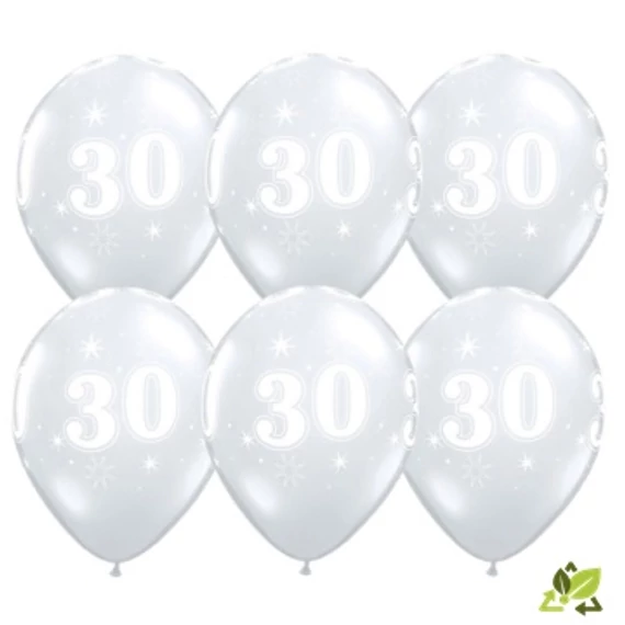 11 inch-es 30-as Sparkle-A-Round Diamond Clear Szülinapi Lufi (6db/csomag)
