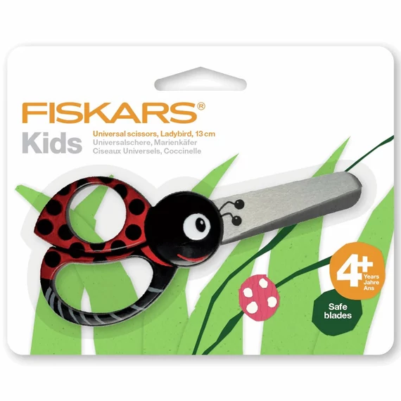 Gyermek olló, 13 cm, Fiskars, katica mintával