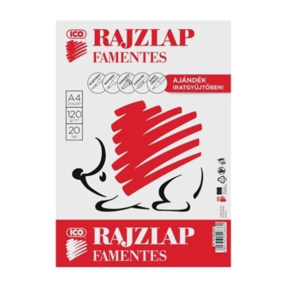  Rajzlap, famentes, A/4 , 20 ív Süni iratgyűjtőben