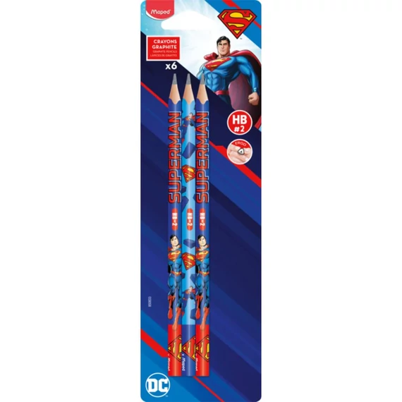 Grafitceruza, HB, háromszögletű, MAPED “Superman”, 6 db-os