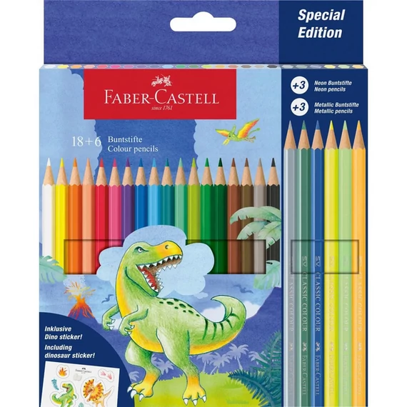 Faber Castell hatszögletű színesceruza készlet - 186 színű - dinó