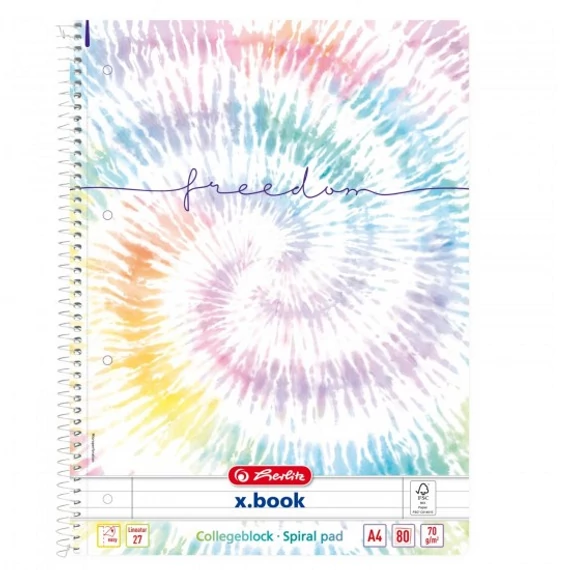 Spirálfüzet A4/80 lap, lyuk.+perf., vonalas - Batik Freedom
