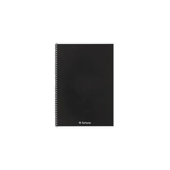 Spirálfüzet FORTUNA Monocolor vonalas A/4 70 lapos - Fekete