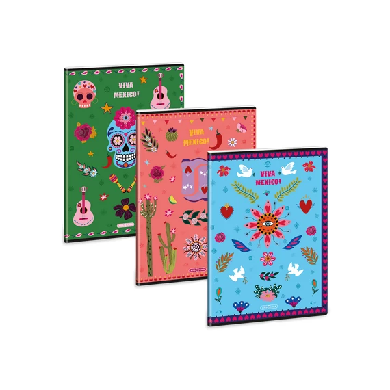 Ars Una vonalas füzet, A4, 40 lapos - Viva Mexico