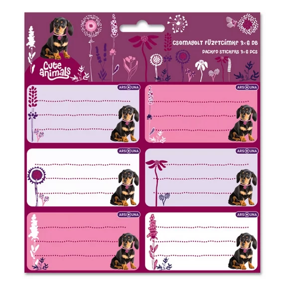 Ars Una füzetcímke 3x6 db -  Cute Animals Puppy