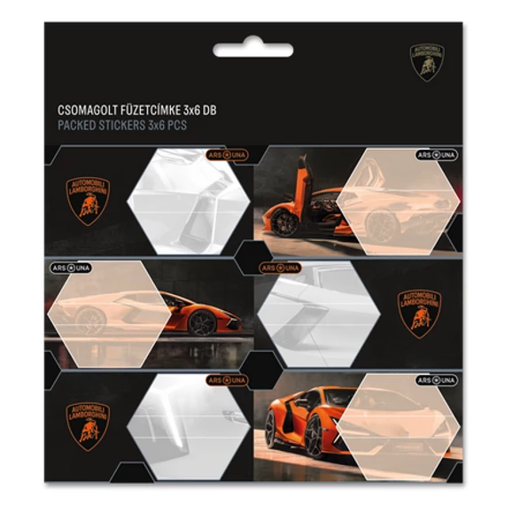 Ars Una füzetcímke 3x6 db -  Lamborghini Piros