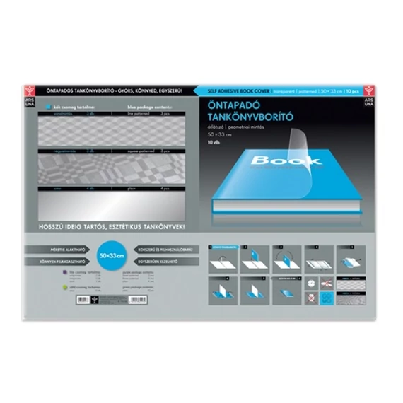 Könyvborító A/4 - öntapadós 50x33cm, geometrikus, 10db/csomag