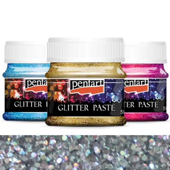 Glitterpaszta közepes 50 ml ezüst 13049