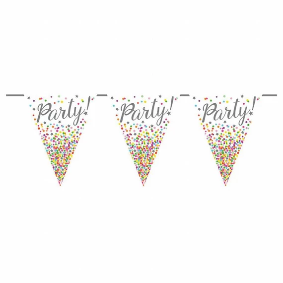 Party! - Feliratos Csillag és Pöttyös Mintás Zászlófüzér - 6 m
