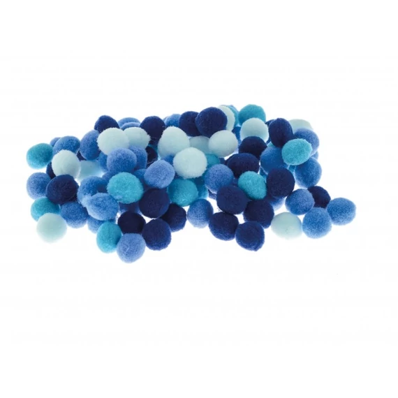 Pompom/100 db, 10mm, kék árnyalatok