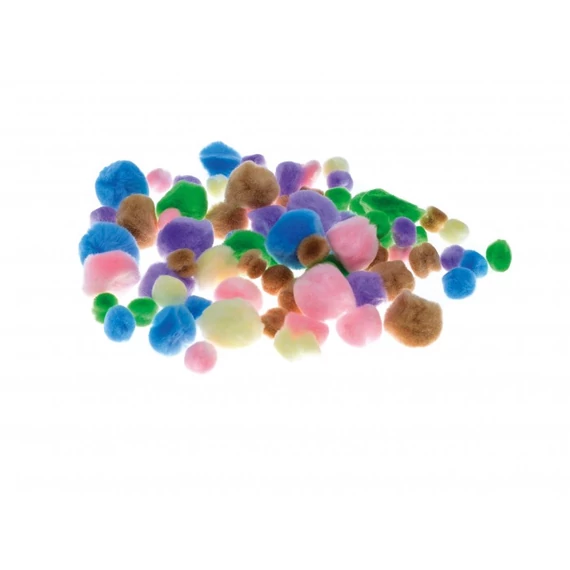 Pompom/78 db, vegyes méret, pasztel szín