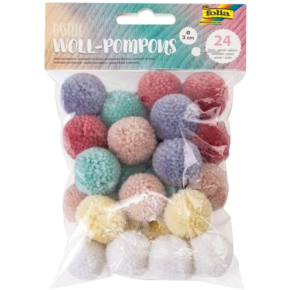 Pompom csomag 3cm/24db pastell