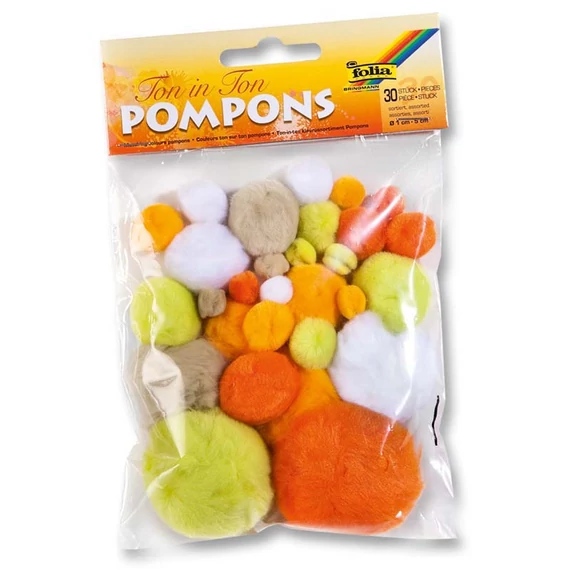 Pompom/24db, sárga, vegyes szín és méret