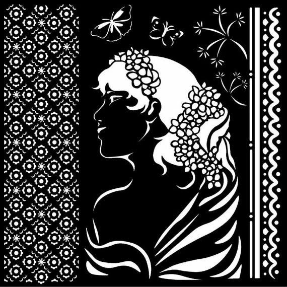 Stencil, 18x18cm - Hölgy profil