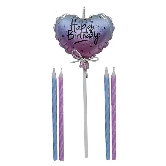 Tortagyertya szett szív alakú, Happy Birthday felirattal