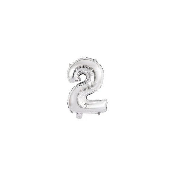 16 inch-es - 41 cm  2-es - Ezüst Számos Levegős Fólia Lufi