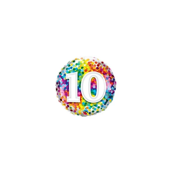 18 inch-es 10 Rainbow Confetti Szülinapi Fólia Luf