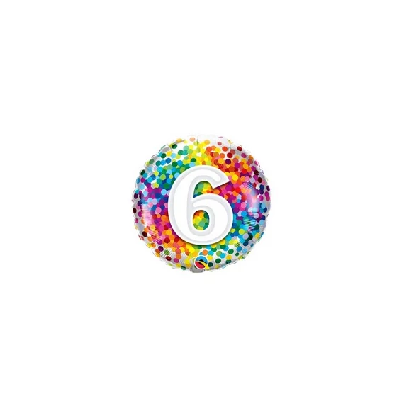 18 inch-es 6 Rainbow Confetti Szülinapi Fólia Lufi