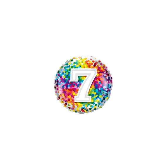 18 inch-es 7 Rainbow Confetti Szülinapi Fólia Luf