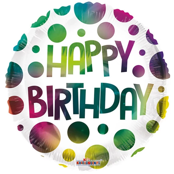 18 inches fólia lufi - Happy Birthday Multicolor Dots