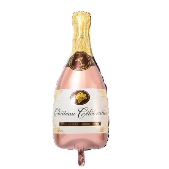 Léggömb fólia Pezsgős üveg, rosegold, 103cm