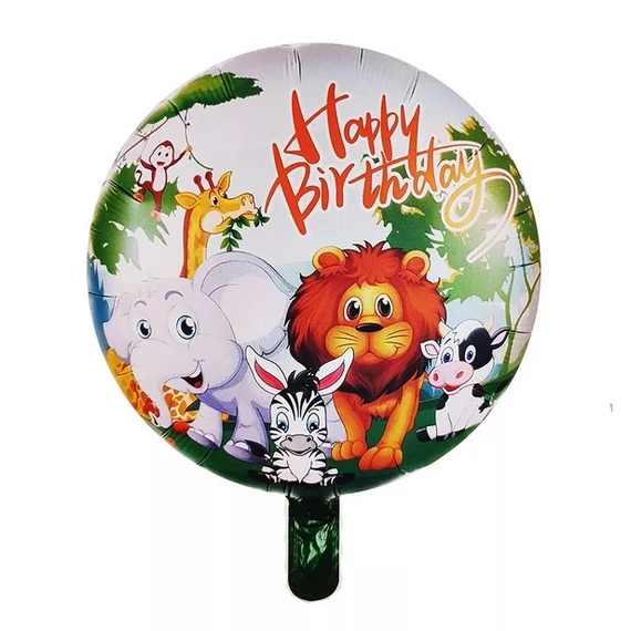 Léggömb fólia Happy Birthday, vadállatok, 18 inch-es