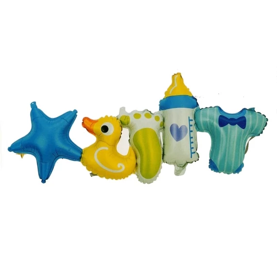 Baby fiú Mintás Levegős Fólia Lufi Girland, 112 cm