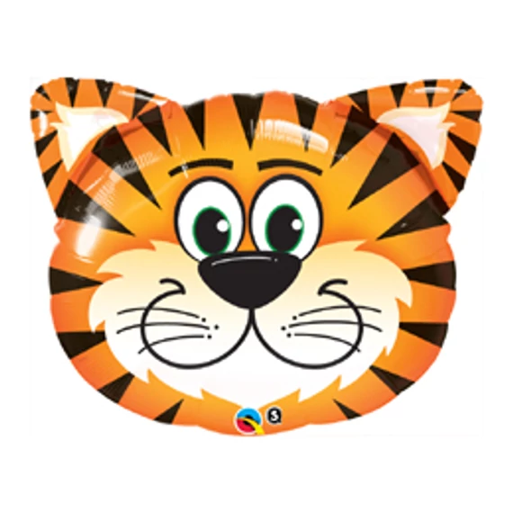 14 inch-es Tickled Tiger - Tigris Fej Fólia Lufi pálcán masnival