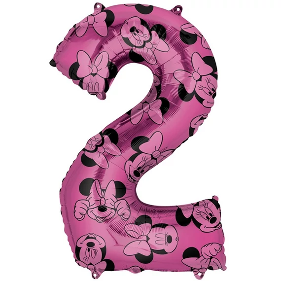 26 inch-es Minnie Egér - Minnie Mouse Mintás Number 2 Pink Számos Fólia Lufi