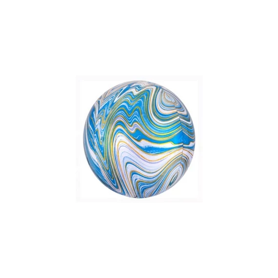 Fehér Kék Arany Márvány Mintás Ultra Shape Marblez Lufi