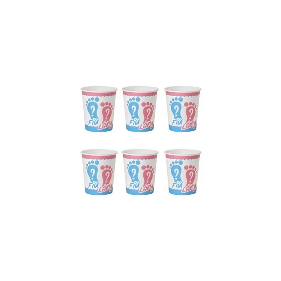 Fiú vagy Lány Babaváró Parti Papír Pohár - 250 ml, 6 db-os