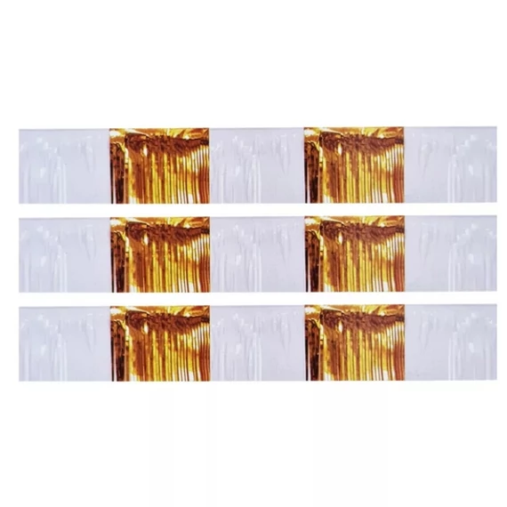 Party fólia függöny 26x152cm – Arany, fehér