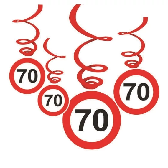 Sebességkorlátozó szülinapi függődekoráció, 70.es, 6db-os